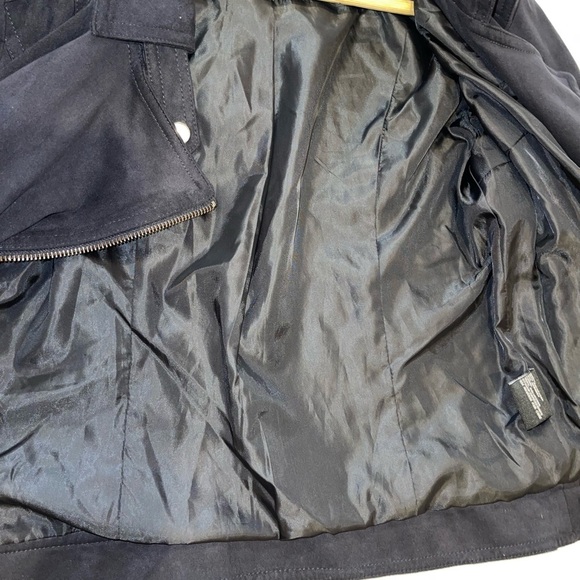 Blank Noir Faux Suede Navy Moto Jacket S - Picture 17 of 17